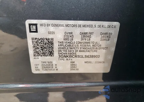 2020 Chevrolet Blazer Fwd 2Lt from USA, damaged, VIN 3GNKBCRS1LS638903